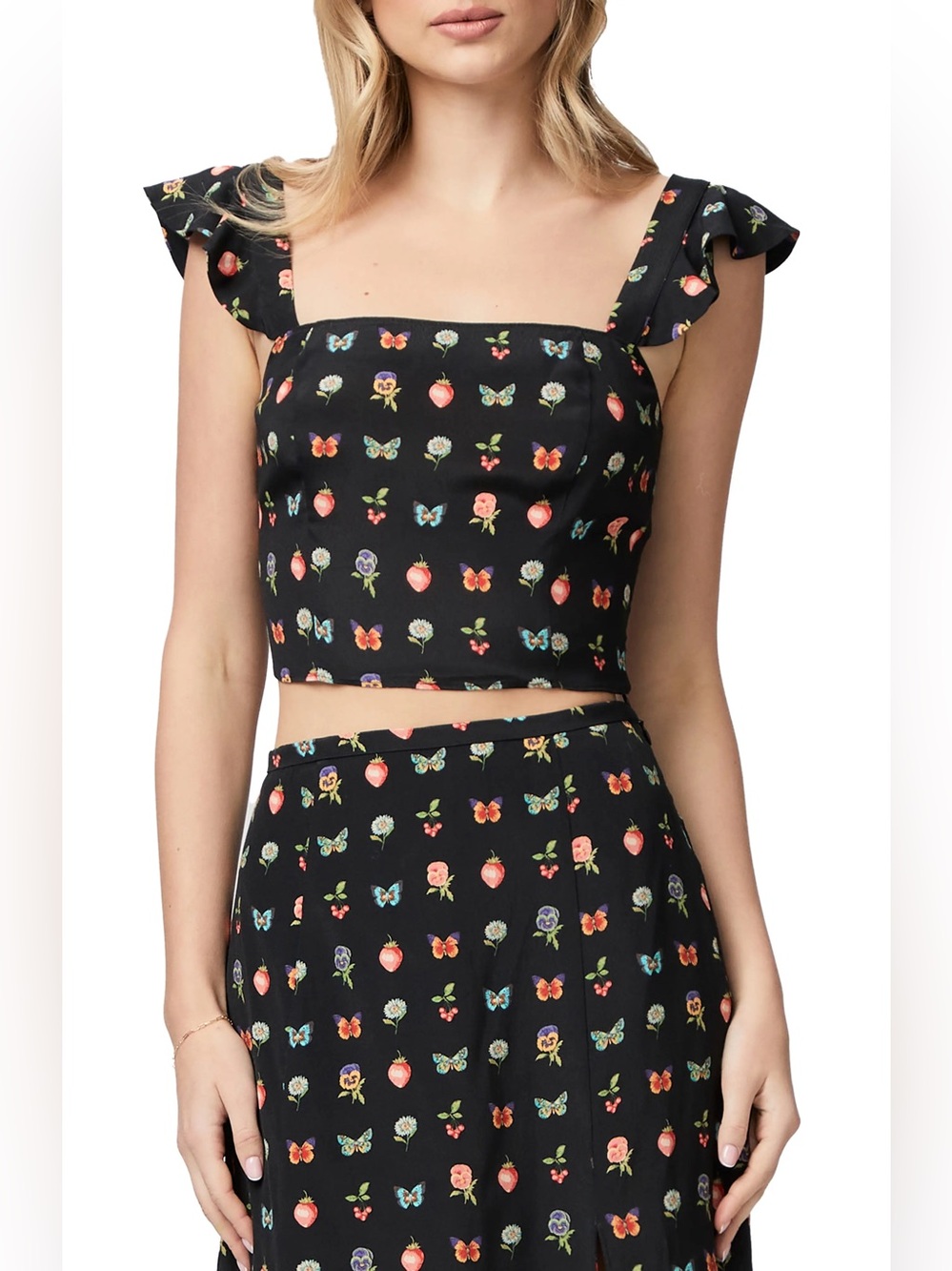 PAIGE Naya Ruffle Strap Crop Tank - XS